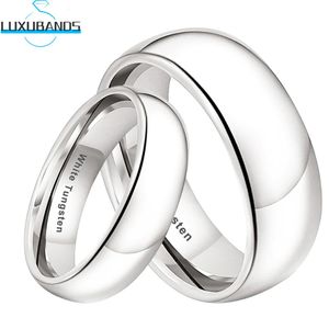 Wit wolfraam paar ringen bruiloft carbide koepelband gepolijste afwerking dames sieraden mulit width 6m mm mode comfort fit 240401