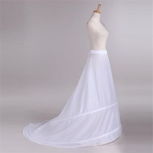 Witte onderrok bruiloft rok Petticoats slip bruiloft accessoires Chemise 2 hoepels voor een lijn staart jurk Petticoat Crinoline270C
