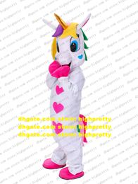 Witte Unicorn Rainbow Pony Flying Horse Mascot Costume Adult Catoon Character Outfit Fashion Planning Advertising Drive CX2054