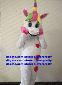 Licorne blanche arc-en-ciel poney cheval volant mascotte Costume adulte personnage de dessin animé tenue Costume Toussaint Album de peinture cx2051