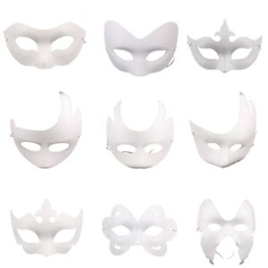 Wit Unadainted Face Plain / Blanco Paper Pulp Masker DIY Dansen Kerstmis Halloween Party Masquerade Masker
