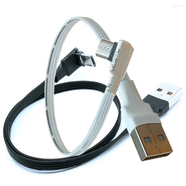 Blanco arriba abajo izquierda derecha ángulo 90 grados USB Micro macho a Cable de datos 5 CM 20 cm 50 cm 100 CM para tableta 5 pies