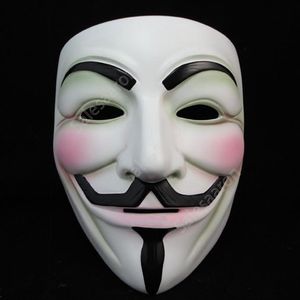 White V Mask Masquerade Mask Eyeliner Halloween Máscaras faciales completas Party Props Vendetta Anonymous Movie Guy Máscaras DHS68