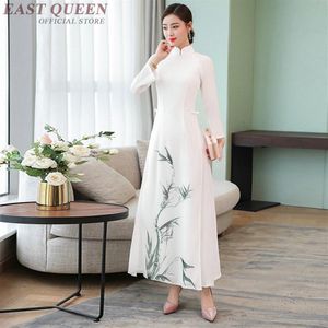 Wit Vietnam Cheongsam Jurk Chinese Stijl Ao Dai Vietnam Traditionele Jurk Qipao Gewaad Kleding Ao Dai TA1752334x