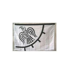 White Viking Raven Flag 3x5ft Polyester Club Team Sports Indoor With 2 Brass Grommets,Free Shipping