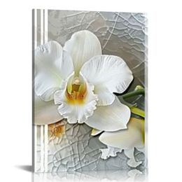Wit muurdecor, orchidee bloemwandkunst, abstracte canvas muurkunst foto's print voor slaapkamer woonkamer decor (algemeen)