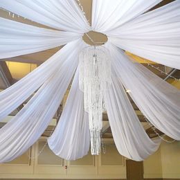 Robe de mariée blanche Ridage de plafond Drapes à canopée Drapage Tissu rideau en mousseline de soie pour la cérémonie de fête Décoration El Decoration 240318