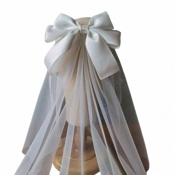 Boda de boda blanca Bow Burnpin Sweet Bride Small Short Veil Stu Photography Trawer Corea Japón G0fy#