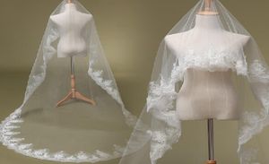 Veaux de mariage blancs une couche avec un voile nuptiale de longueur de coude en dentelle pour robes de mariée accessoires en dentelle 9666997