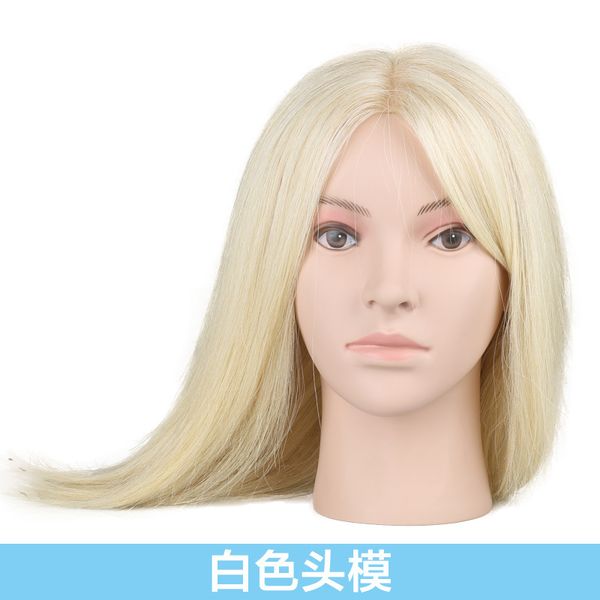 Perruque blanche modèle tête de Mannequin cheveux factices tête de Mannequin spécial vrais cheveux modèle tête fausse perruque Mannequin peut être teint à chaud