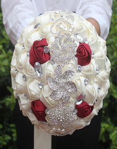 Vin blanc Mariage rouge Bouquets Bouquets Simulation Fleur Supplies de mariage artificiel Crystal Sweet 15 Bouquets Quinceanera 4137231