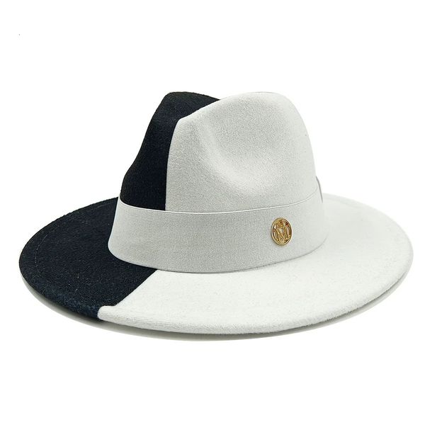 Blanco con sombrero de sombrero de sombrerato negro para mujeres sombreros de gradiente de gradiente top fashion Panamá Iglesia Jazz al por mayor 240326