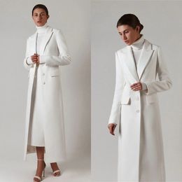 Witte vrouwen blazer piek revers Rapel lange mouw slanke fit jurk op maat gemaakte feestavond draag een jas outfits