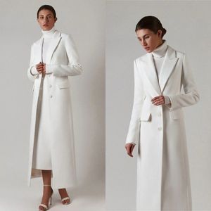 Robe Blazer longue blanche pour femmes, à revers, manches longues, coupe cintrée, sur mesure, tenue de soirée, une veste, tenues
