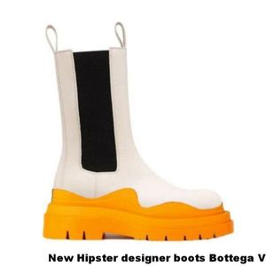 Witte Dames Man BOTTEGA laarzen luxe Tire Lean Leather Chelsea Dames laarsjes Heren Lug platform chunky schoenen lady Knight low top laarzen designer laars 35--45 XXOOXO