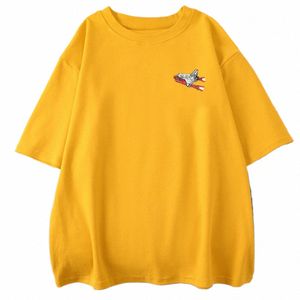 Blanc jaune vaisseau spatial imprime hommes Cott à manches courtes créativité surdimensionné décontracté hauts col rond tous mathématiques vêtements homme T-Shirts 838S #