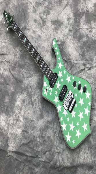 White Zombie Jay Yuenger ICJ100wz Iceman Galactic Electric Guitar Metallic Purple Green Silver Star Top Floyd Rose Tremolo Brid5373949