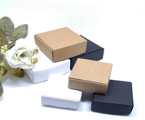 WhiteBlackBrown Kraft Craft Paper Jewelry Pack Boîtes Petite boîte-cadeau pour biscuits Savon fait à la main Fête de mariage Boîte d'emballage de bonbons 4625175