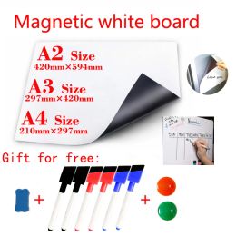 Tableau blanc A2 / A3 / A4 réutilisable pour enfants scolaristes autocollants de cuisine magnétique effacer le réfrigérateur de carte de réfrigérateur
