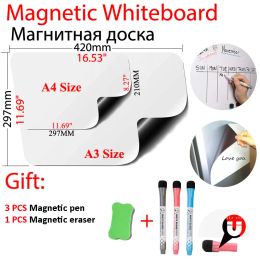 Whiteboard A3+A4 magnetische whiteboard koelkast magneten plan droge wissen kalender keuken menu wekelijkse planners prikbord