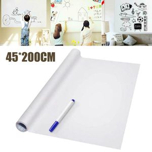 Whiteboards 45*200cm Magic Whiteboard Sheets Sticker Dry Erasable Paper Plain With Pen Office School Teaching Supplies 230621