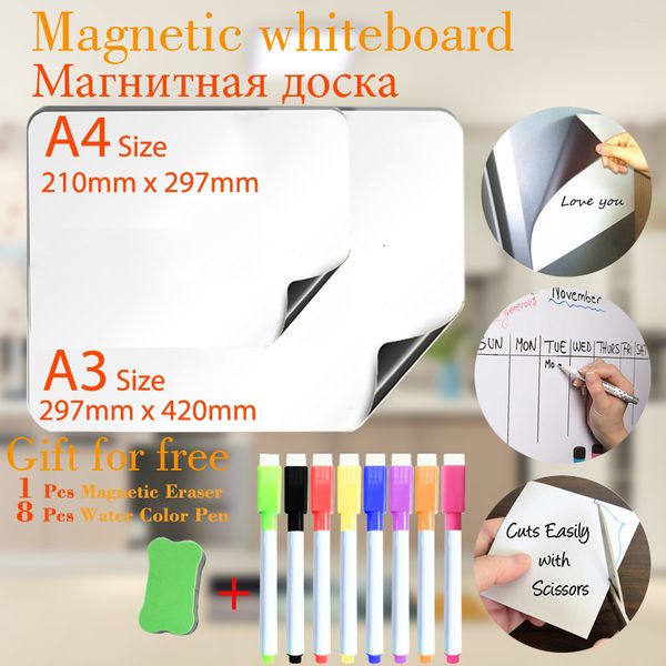 Tableaux blancs A3A4 taille tableau blanc magnétique autocollants pour réfrigérateur tableau d'affichage réutilisable calendriers mémorandum annonce Bulletin 230914