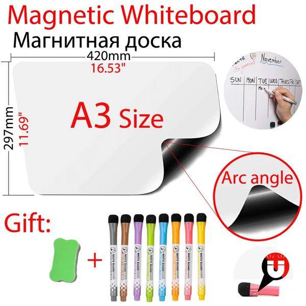 Pizarras blancas Pizarra blanca magnética con ángulo de arco Tamaño A3 11,69