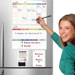 Whiteboards Magnetisch whiteboard Koelkast Kalender Kennisgeving Tekentafel Dagelijkse planner Wekelijks Maandelijks Magnetisch bord Kinderen Droog wissen