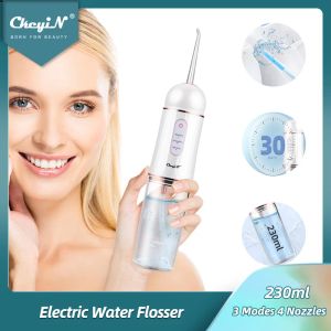 Whitening Ckeyin Elektrische tandheelkundige monddouche Oplaadbare waterflosser 0,6 mm monddouche met 3 reinigingsmodi 4 mondstukken Tandenwaterstraal