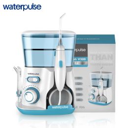 Blanchiment Waterpulse V300G Irrigateur Oral 5 pièces Conseils Dentaire Flosser Électrique Nettoyant 800ml Hygiène Buccale Dentaire Flosser Water Flossing