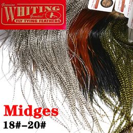 Whiting 20Feathers Grizzly Natural / Dyed Fly Tying Feathers 9-11nChes Long 18 # 20 # Midge Rooster Saddle Fliches Dry Materials 240521
