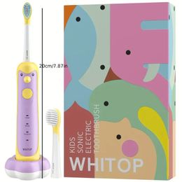 WHITOP ED01 Brosse à dents électrique avocat pour enfants Brosses à dents électroniques soniques rechargeables, IPX8 étanche, 3 modes Brosse à dents de chargement sans fil