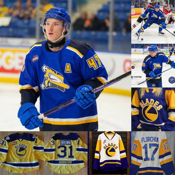 Whl Saskatoon Blades rétro Hockey Jersey Custom mens Womens Youth tout numéro de nom