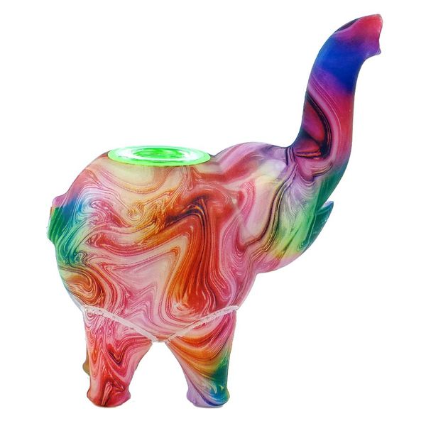 Whloesale Elephant Smoking Bong Silicone Water Pipe portátil fácil de limpiar burbujeador Dab Rig tabaco aceite cigarrillo suave