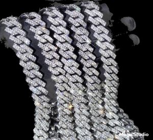 Who 14 mm Prong Miami Cuban Link Chain 16inch 18inch 20inch 22inch 24inch 26 pouces 28 pouces 30 pouces Iced Out Silver Silver Men 6054702