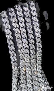 WHO 14 mm Prong Miami Cuban Link Chain 16inch 18inch 20inch 22inch 24inch 26inch 28inch 30 inch Iced Out Rhinestone Gold Silver Men 3212515