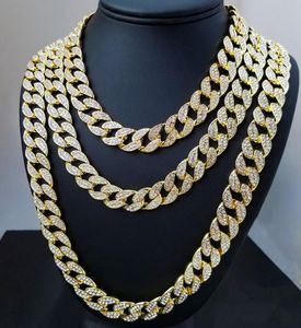 WHO 16inch 18inch 20inch 22inch 24inch 26inch 28inch 30 inch Iced Out Rhinestone Gold Silver Miami Cuban Link Chain Men Hiphop 9598585