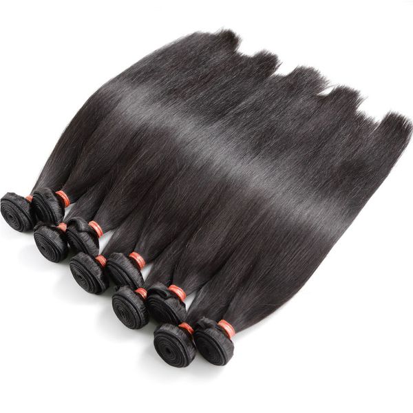 Precio de venta al por mayor 10 piezas 9A Grado Brasileño Recto Onda peruana Virgen Paquetes de cabello humano Extensiones Cabello crudo