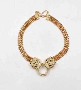 Groothandel sieraden luxe luipaard ketting hanger mode diamanten gouden Cubaanse ketting 1907412