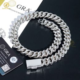 Bijoux en gros 18mm Hip hop glacé lien cubain D VVS Moissanite chaîne cubaine