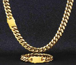 Wholale Joyeria Acero Inoxidable Gold Ploated Figaro -keten Miami Curb Cuban Link ketting Bracelet Men039S Sieraden Set26349047657