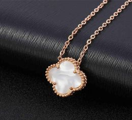 Wholale Ladi Clover Shell Hanger Stainls Steel 18K Rose Gold Women Necklace1544049