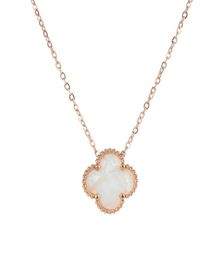 Wholale Ladi Clover Shell Pendant Stainls Steel 18K Rose Gold Women Collier1315077