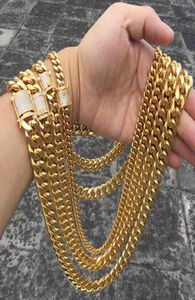 Wholale New Heavy Cuban Link Pvd 14K Collier de chaîne Hip Hop Real Gold1066040