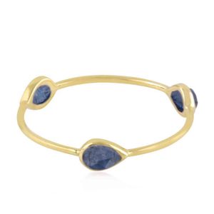 Wholale Pear Blue Sapphire Gemstone 14kt Yellow Gold Party Wear Band Ring Sieraden