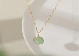 Wholale S925 Gold Ploated Sterling Sier Round Jade Pendant Choker ketting25805818024