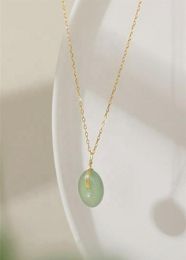 Wholale S925 Gold Geplaatste Sterling Sier Round Jade Pendant Choker ketting25806838326