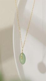 Wholale S925 Gold Ploated Sterling Sier Round Jade Pendant Choker ketting225S3760405