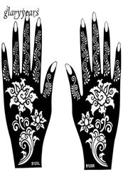 Hele 1 paar henna tattoo stencil mooi bloempatroon ontwerp voor vrouwen lichaam handen mehndi airbrush kunst schilderij 20 14282496