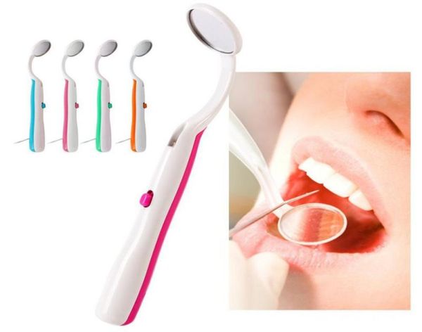 Todo 1 pieza brillante duradero espejo de boca Dental con luz LED reutilizable Color aleatorio cuidado de la salud bucal 5941105
